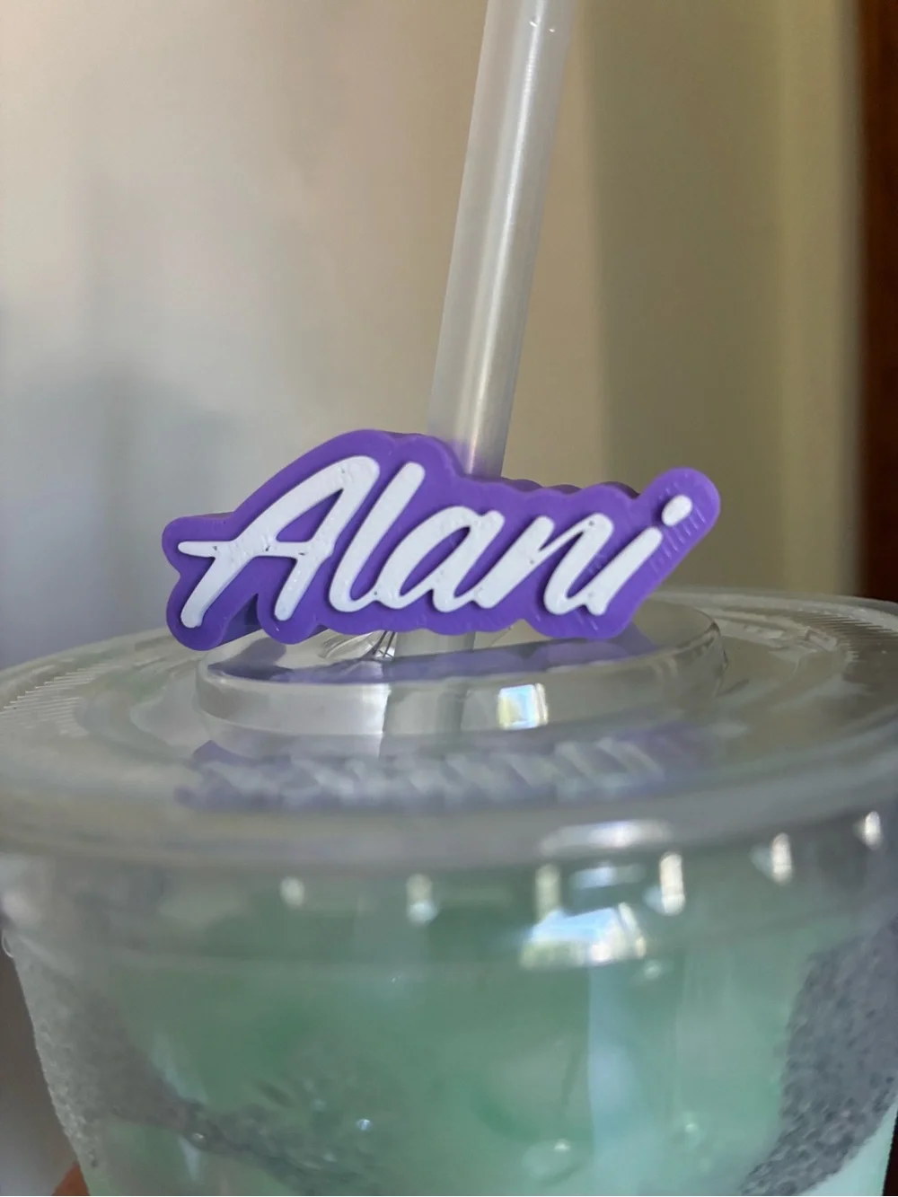 Alani Purple and White 'Alani' Straw Charm